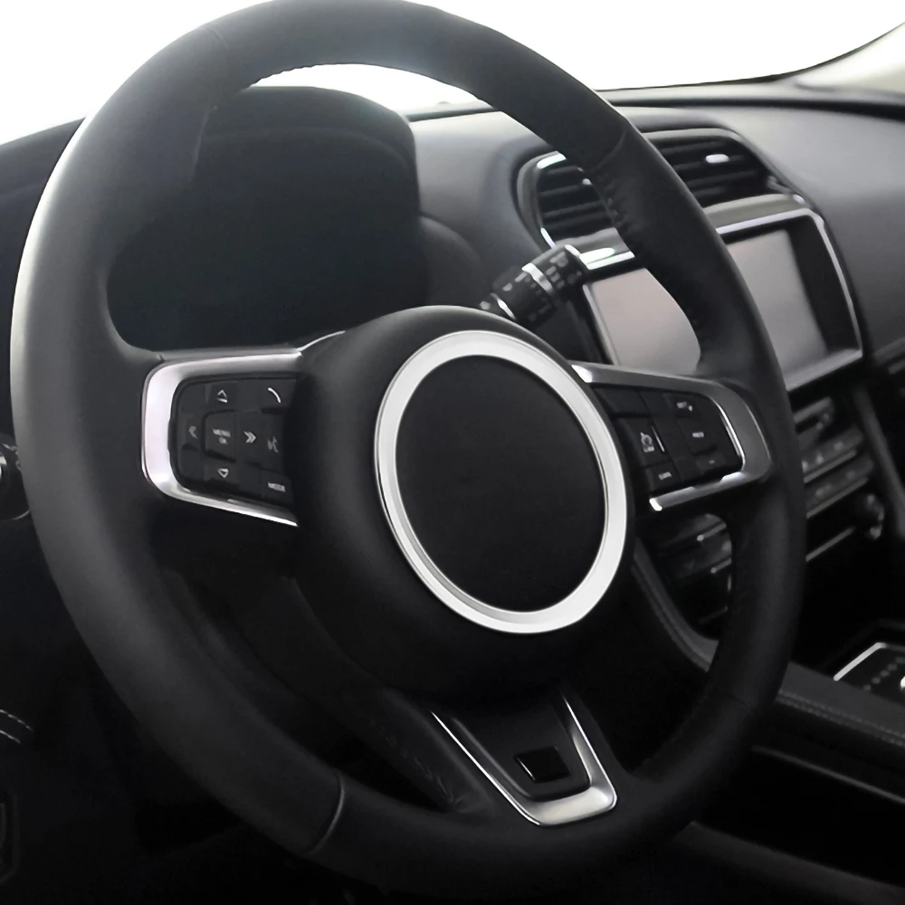 Кольцо на руль автомобиля из серебристого металла для Jaguar E PACE F TYPE XF XE стикер