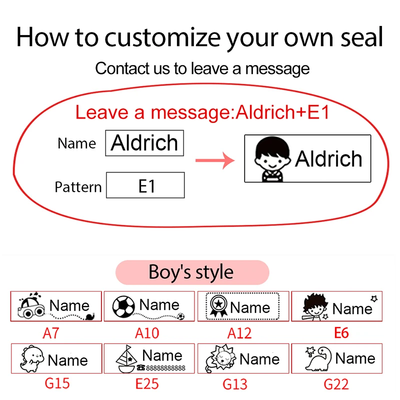 

Children's Name Seal Custom Student's Name Stamp Kindergarten Clothes Waterproof Name Sticker Will Not be Washed Off