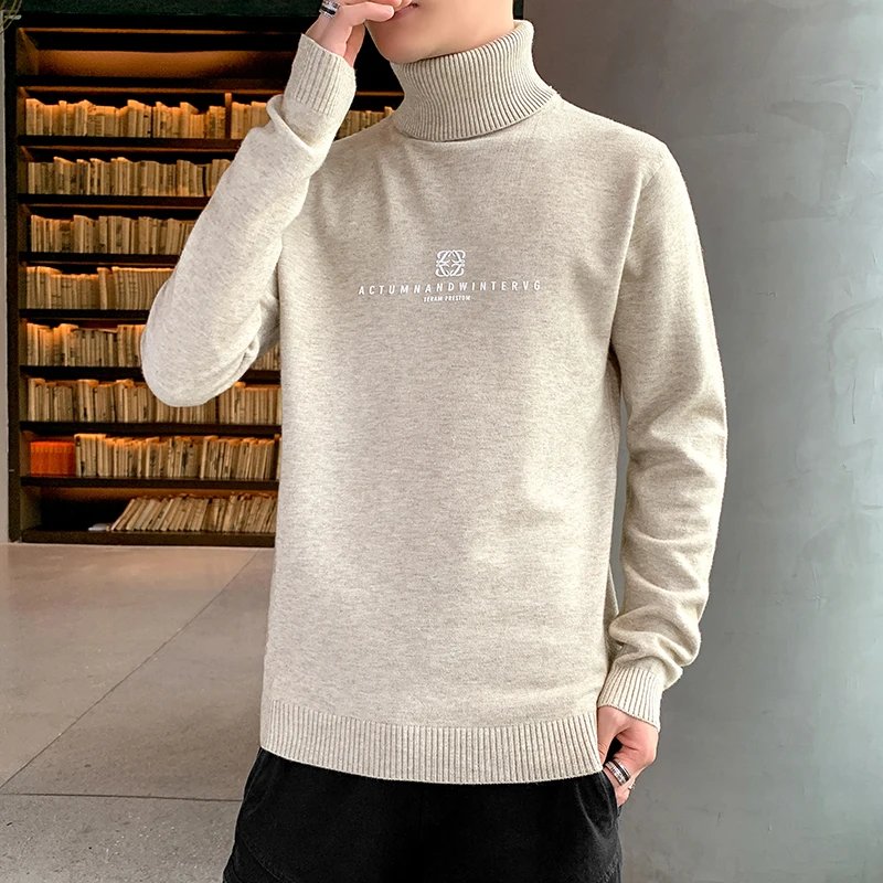 

2020 New Pullover turtleneck Men's Sweater Fashion Solid Color High Quality Spring Autumn Slim Sweaters Men Knitwear