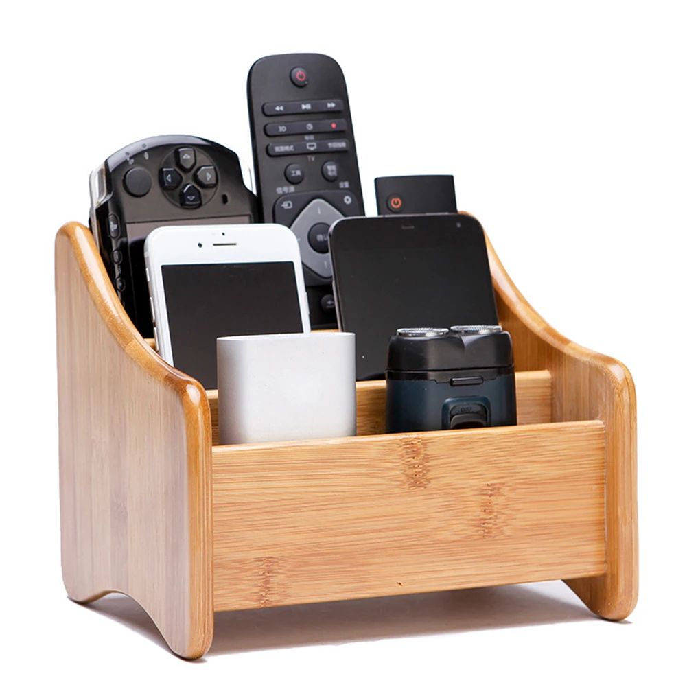 Многофункциональный настольный бамбуковый держатель для карандашей с 3 сетками |