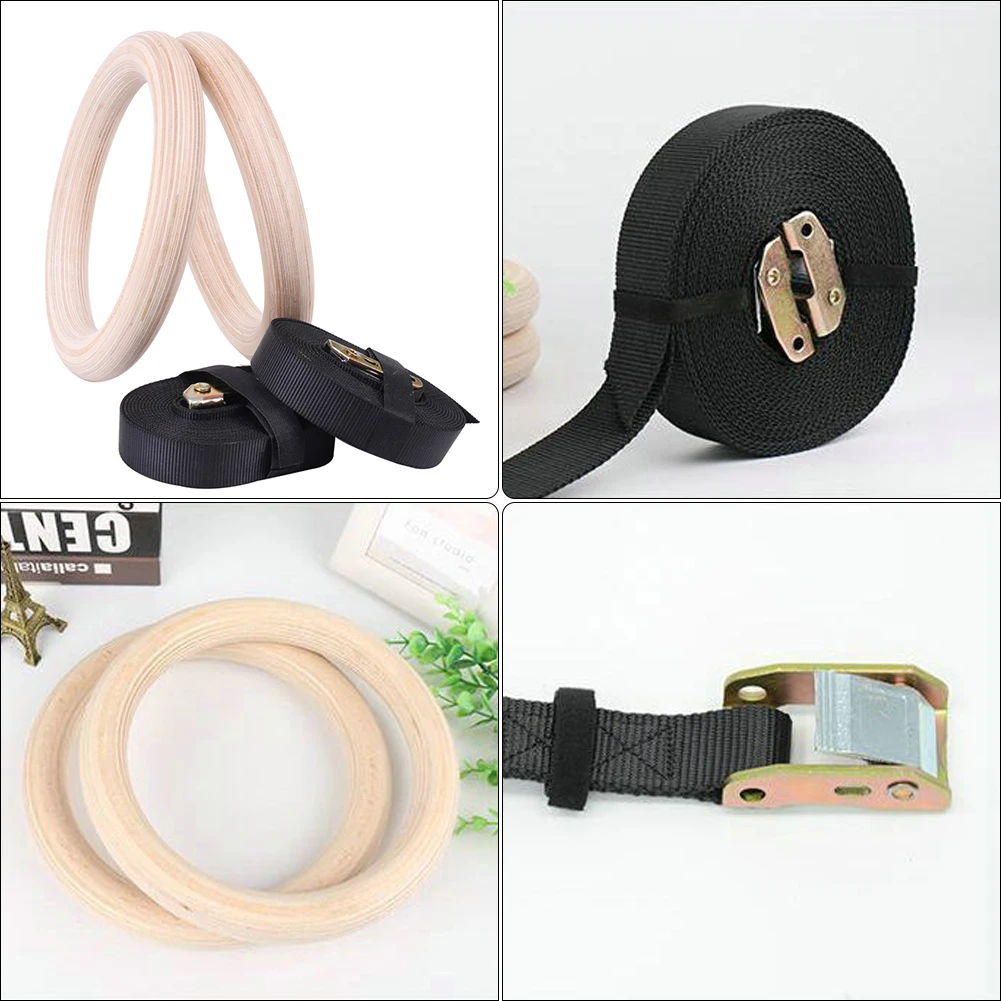 

New Wooden 28mm Exercise Fitness Gymnastic Rings Gym Exercise Crossfit Professional Adjustable Numbered Straps Pull Ups