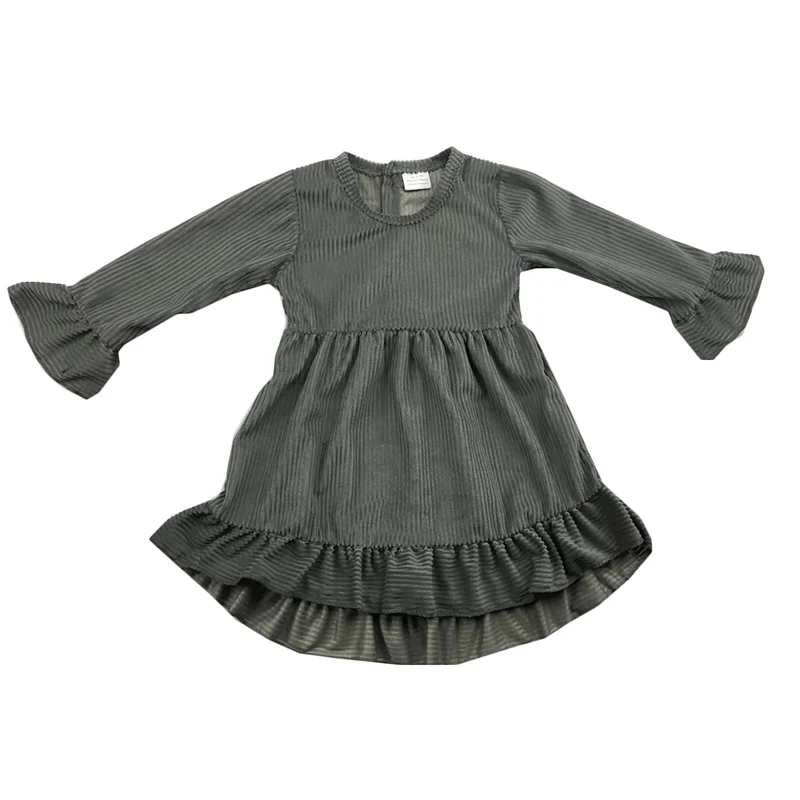 Wholesale gray light wool core long sleeve the latest design for baby girl dresses | Детская одежда и обувь