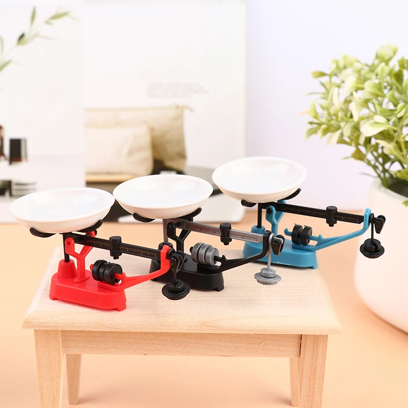 

1:12 Dollhouse Miniature Retro Balance Scale Mini Scale Weight Supermarket Platform Scale With Weight Dollhouse Home Decor