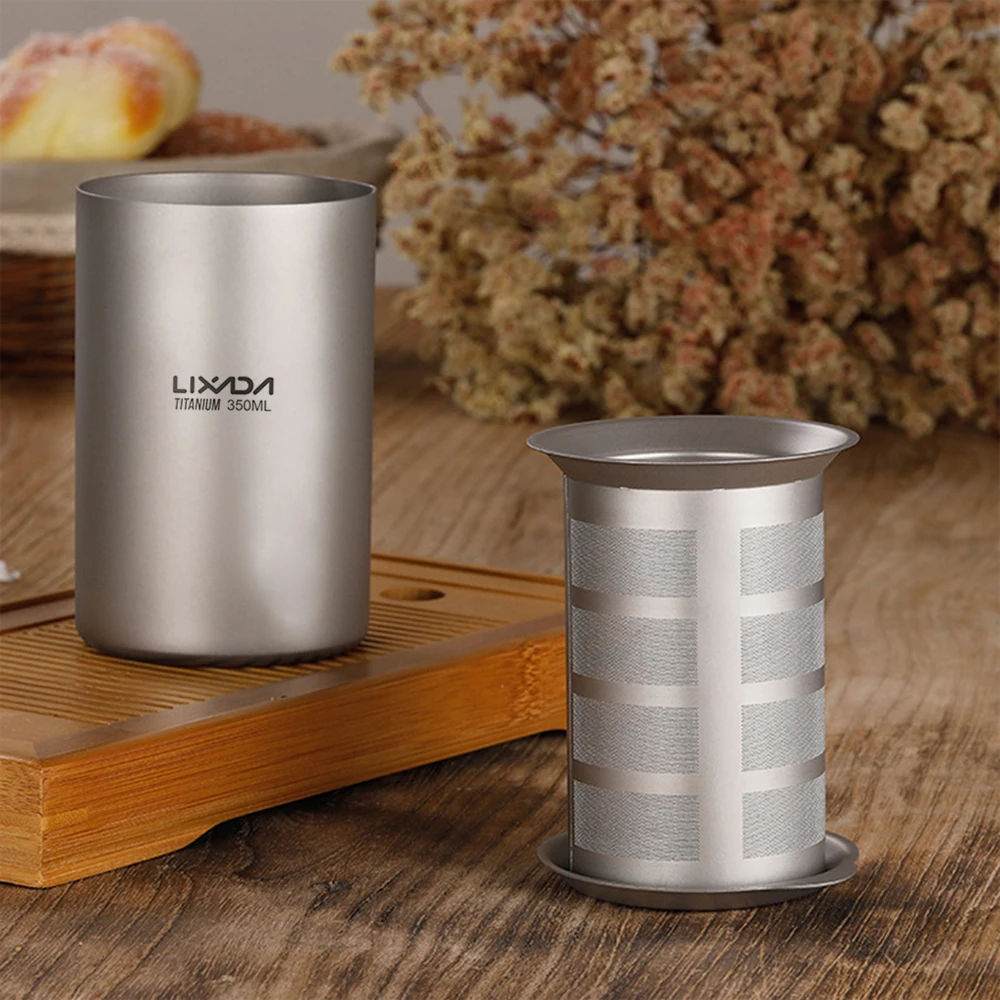 Титановый чайник Lixada с двойной стенкой 350 мл|Столовые приборы для пикника| |