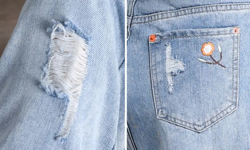 

Spring Summer Jeans Women Fashion Embroidery Ripped Harem Pants Casual Korean Loose Ladies Denim Pants Plus Size f134