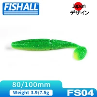 fishall t tail soft lure 80mm 100mm plastic rubber bait for bass pike with salt and smell