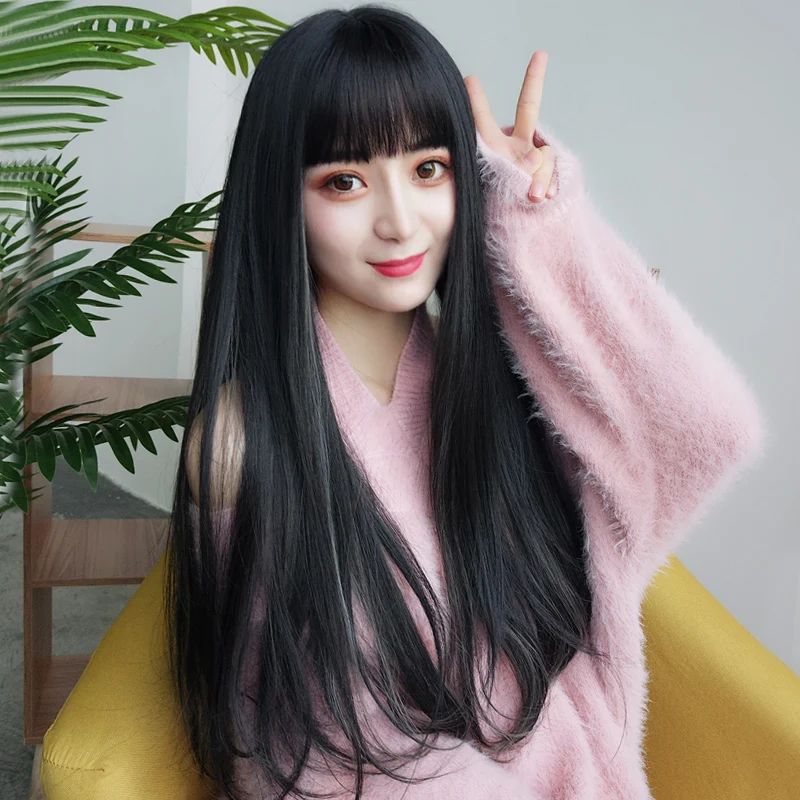 MUMUPI длинные прямые волосы черные синтетические парики для женщин модные женские