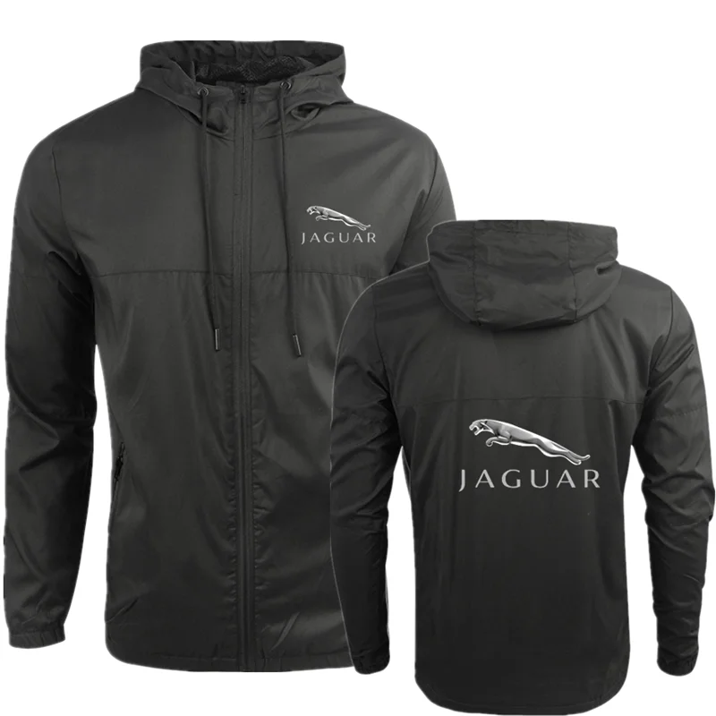 

Jaguar Logo Men's Harajuku Windbreaker Solid Color Zipper Jacket Printed Jacket Sports High Street Patchwork Men's Hoodie Spring