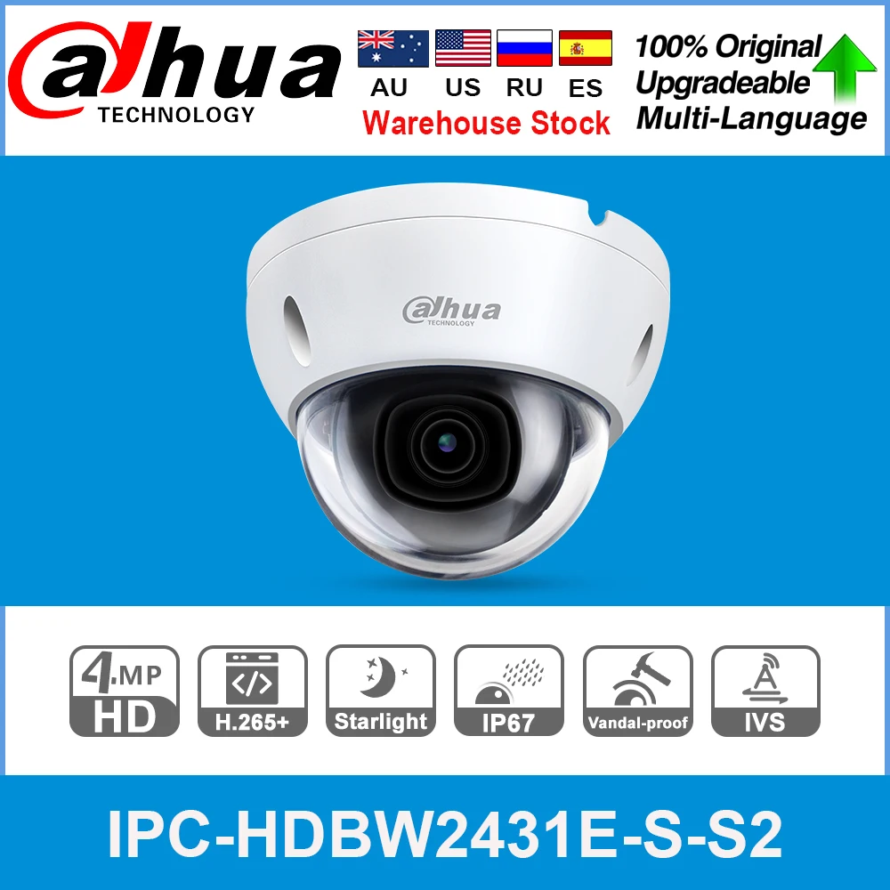 Dahua оригинальный IPC HDBW2431E S 4MP HD POE слот для sd карты H.265 IP67 IK10 30M IR Starlight IVS WDR