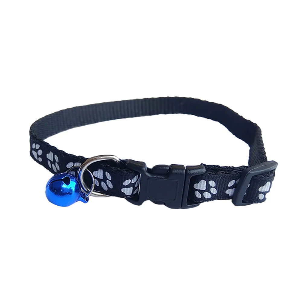 1 PC Lovely Footprint Pet Collar With Bell Buckle Small Dog Puppy Nylon Fabric Cat Kitten Supplies | Дом и сад