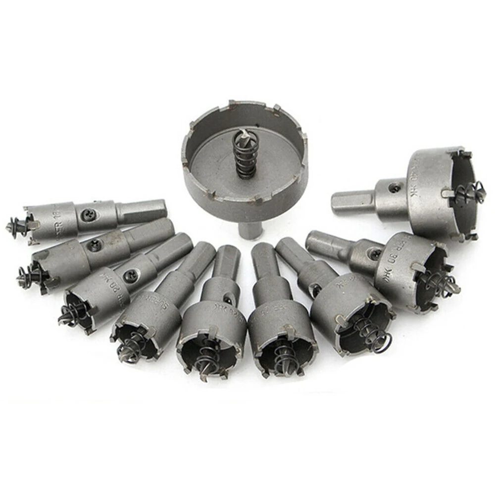 

10PCS Alloy Carbide Tip Hole Saw Cutter Drill Bit Set For Steel Metal Alloy 16/18/19/22/25/30/35/42/50/53mm