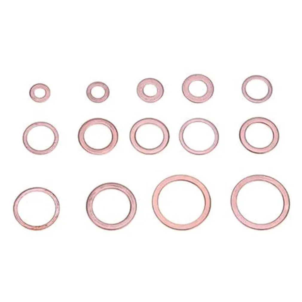 

280 Pieces Composite Copper Gaskets Circular Flat Washer O-Type Oil Seal Gasket Copper Metric Sealing Washers Assortment Set