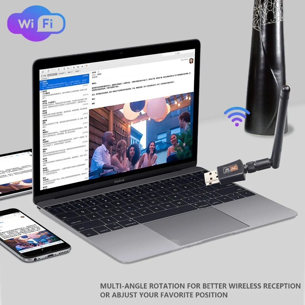 ZEXMTE 2,4 ГГц/Wi-Fi 5 ГГц канал USB Беспроводной адаптер Dual Band Поддержка Win8/7/10/Vista/XP сети Wi-Fi адаптер с USB и антенны