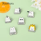 Эмалированные булавки в виде милых Белых Кошек Не Сегодня Сатана I Am Fine искусственная Женская и мужская сумка значок для рюкзака ювелирные изделия подарок другу