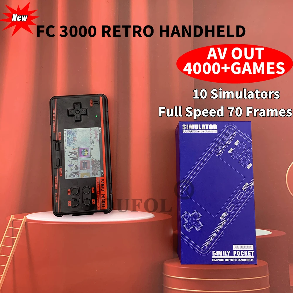 

New FC3000 V2 8BIT Retro Handheld Video Game Portable Console Built-in 4000+ Classic Games Support 10 Formats Game AV Output