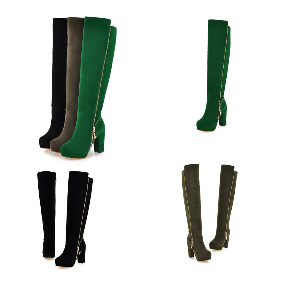 Side Zipper Winter Boots Women Fashion Round-Head Thick High-Grade Wear-Resistant Anti-Slip Over-Knee Boots zapatos de mujer