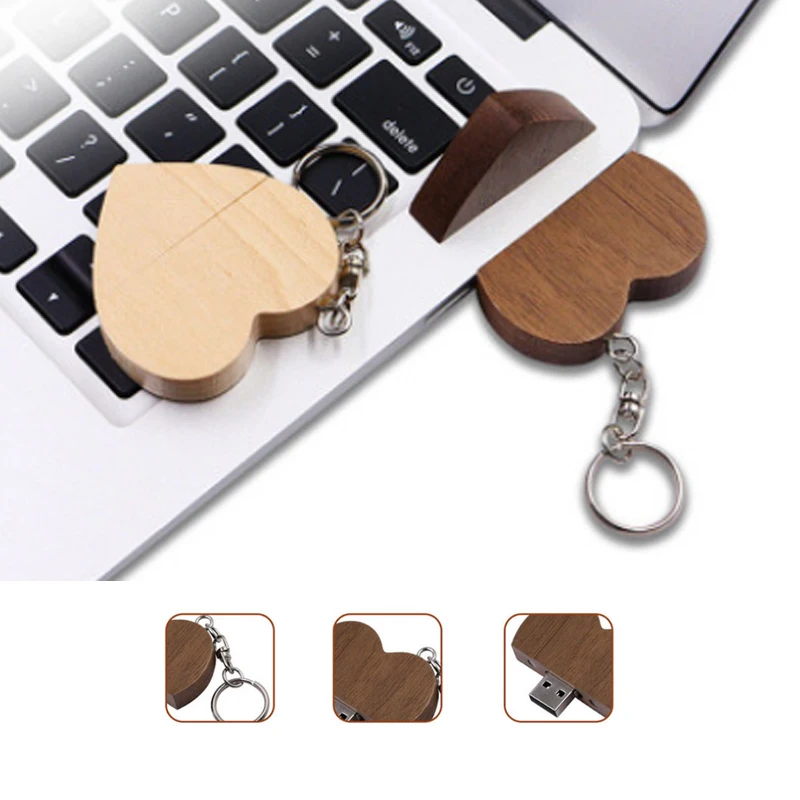 USB флешка 128 ГБ деревянный usb накопитель в форме сердца 4 8 16 32 64 ГБ|USB