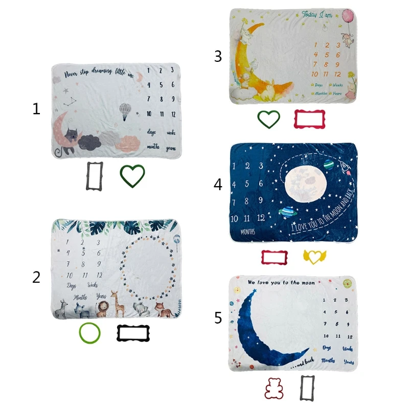 Conjunto de manta de crecimiento mensual para beb&eacute;, accesorios de fotograf&iacute;a reci&eacute;n nacido, fondo creativo de tela infantil, 1 Juego-0