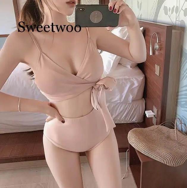 Черный однотонный комплект бикини 2020 сексуальный розовый купальник пуш-ап