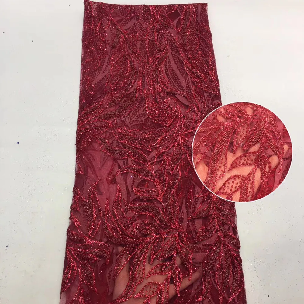 Красивая маленькая Веточка с вышивкой бисером африканская кружевная ткань в