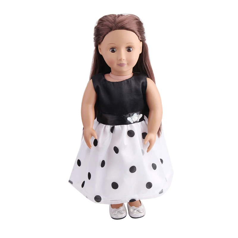 

18 inch Girls doll Clothes Fashionable polka dot evening dress American newborn skirt Baby toys fit 43 cm baby dolls c83