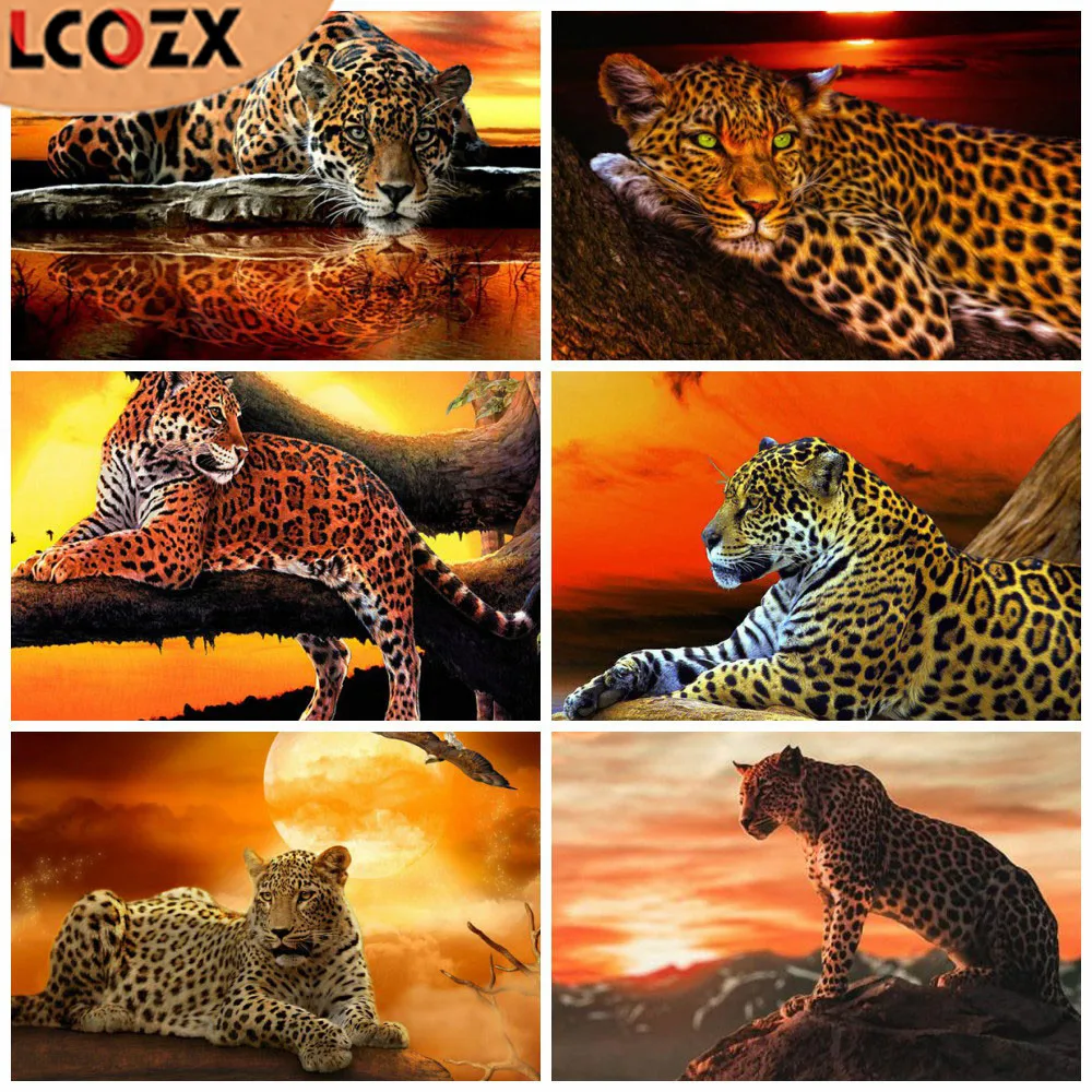 

LCOZX 5D DIY ручной работы полный дрель алмазов картина "Закат животных", перекресная строчка, Наборы Алмазная мозаика вышивка (Square-30X40CM)