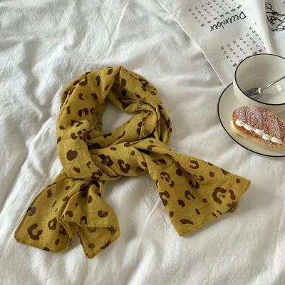 leopard yellow Модный детский шарф с принтом короны, весенний хлопковый шейный платок для маленьких мальчиков и девочек, милая теплая шаль, шарфы хиджабы - Цвет: leopard yellow