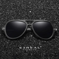 ezreal vintage black wood frame sunglasses bamboo galsses for men polarized uv protection handmade wooden sunglasses