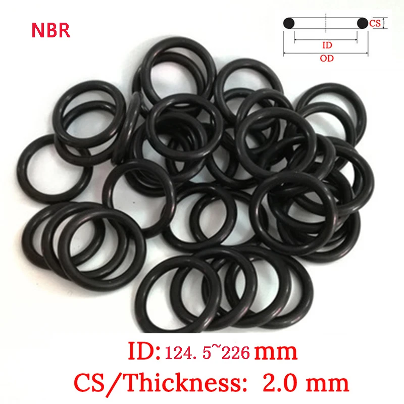 

CS 2.0mm ID124.5-150.0mm Plastic O-Ring NBR Gasket Fluoro Rubber oil and waterproof seal gasket Silicone Ring Seal Film