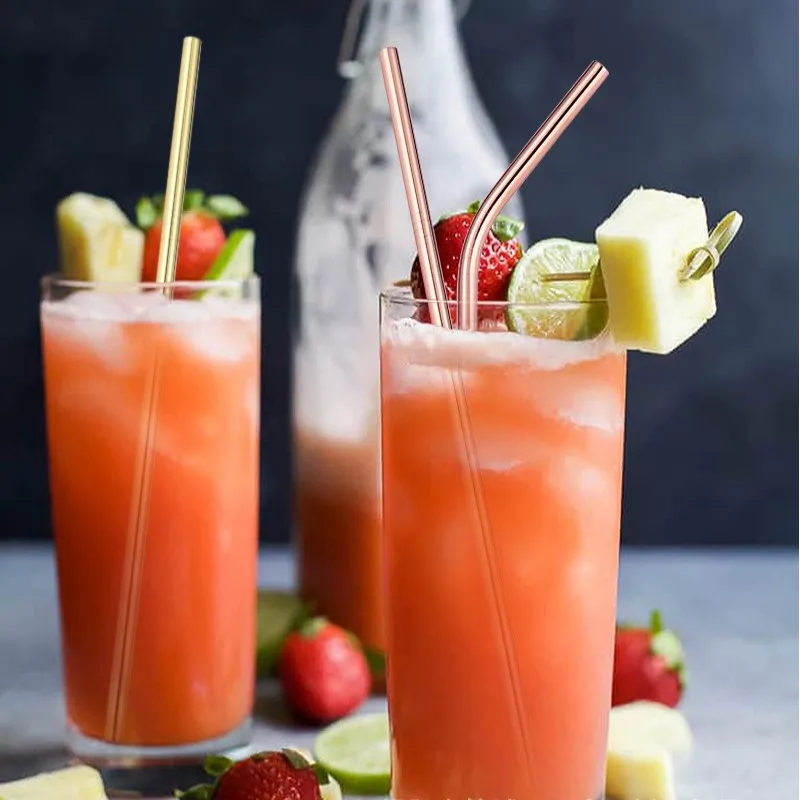 

16PCS Metal Colorful Straw With Cleaner Brush Reusable High Quality Drinking Straw Stainless Steel Straw Set Bar Party Accessory