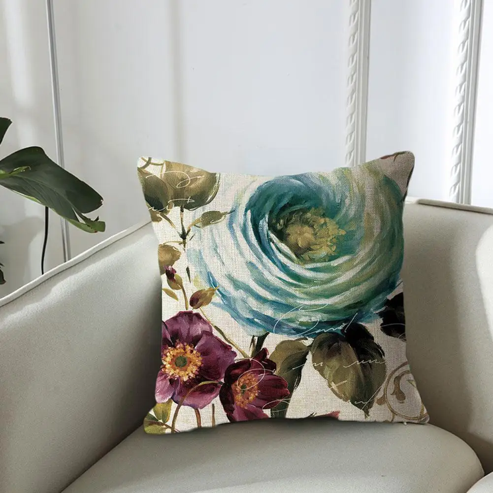 

Домашний чехол для дивана, подушки для обнимания, 45*45 см, одиночный льняной чехол с цветами для комнаты и подушки, чехол для подушки для спаль...