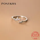 Стильные Регулируемые кольца PONYKISS из стерлингового серебра 925 пробы с цветком из циркония для вечерние
