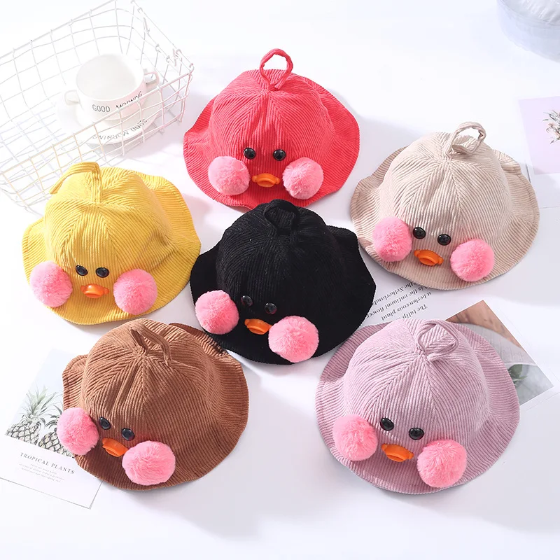 

Children's Spring summer, autumn and winter Cartoon duck fisherman hat Baby cute Antenna corduroy cap New Boy Girl Outdoor hat