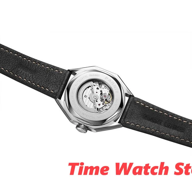 Мужские водонепроницаемые часы с сапфировым стеклом PARNIS 43 мм Miyota 821A 5ATM кожаный