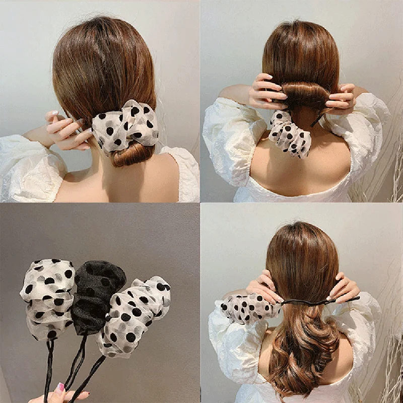 

Bun Hairstyle Hairdressing Tools Hair Stick Hairpin Net Yarn Dot Hair Scrunchies Women's Fashion Elegant Hair Accessories