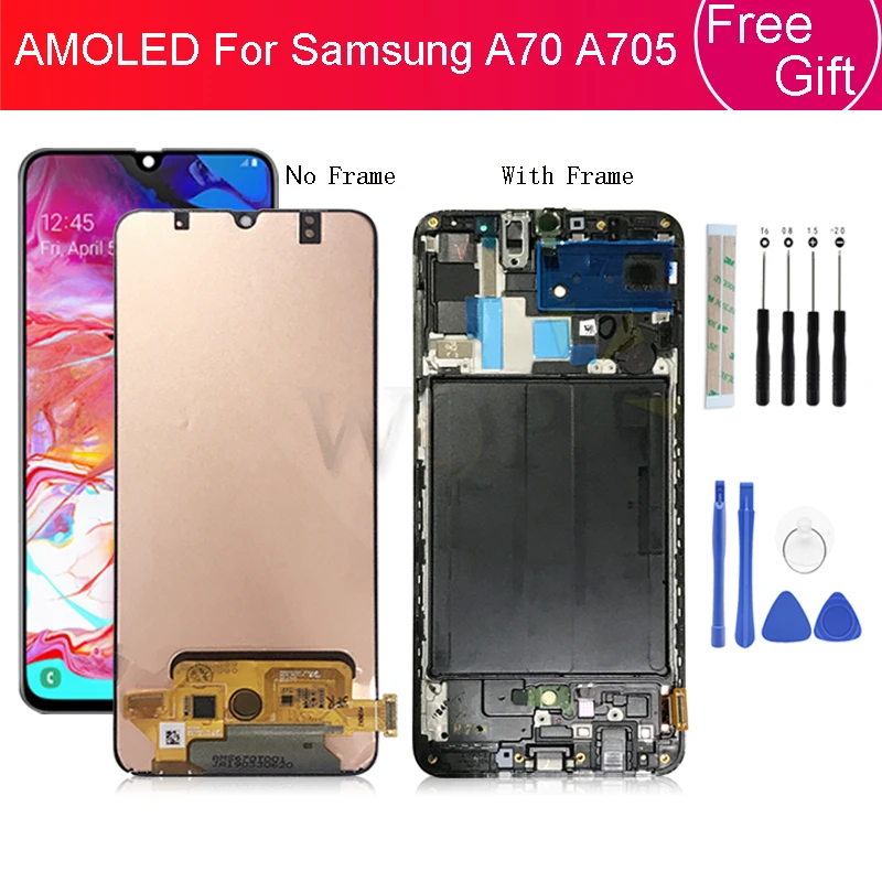 Сенсорный ЖК экран AMOLED для Samsung galaxy A70 A705 A705F с дигитайзером в сборе a70 рамкой SM