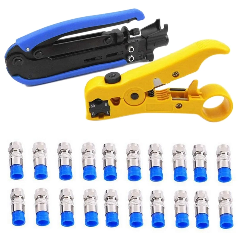 Инструмент для зачистки коаксиального кабеля комплект обжима регулируемый RG6 RG59