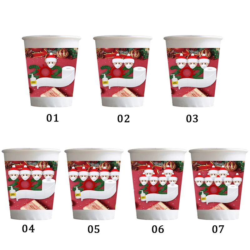 

10pcs Merry Christmas Disposable Cup Santa Claus Family Pattern Paper Cup For Home Christmas Party Decoration Party