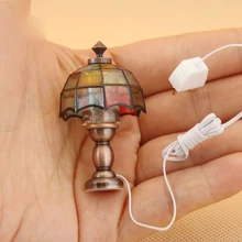 1/12 Dollhouse Miniature Vintage Colored Shade Reading Lamp Light Bedroom Furniture DIY Doll House Accessories
