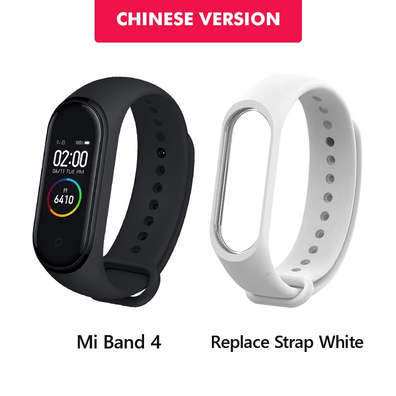 CN n White strap Из России Xiaomi Mi Band 4 фитнес браслет 0,95 дюймов AMOLED 120X240 полноцветный экран Bluetooth 5,0 браслет 50 м Водонепроницаемый - Цвет: CN n White strap