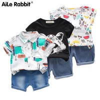 aile rabbit clothes suits children baby boys summer clothing sets cotton kids gentleman outfits child short sleeve tops t shirt