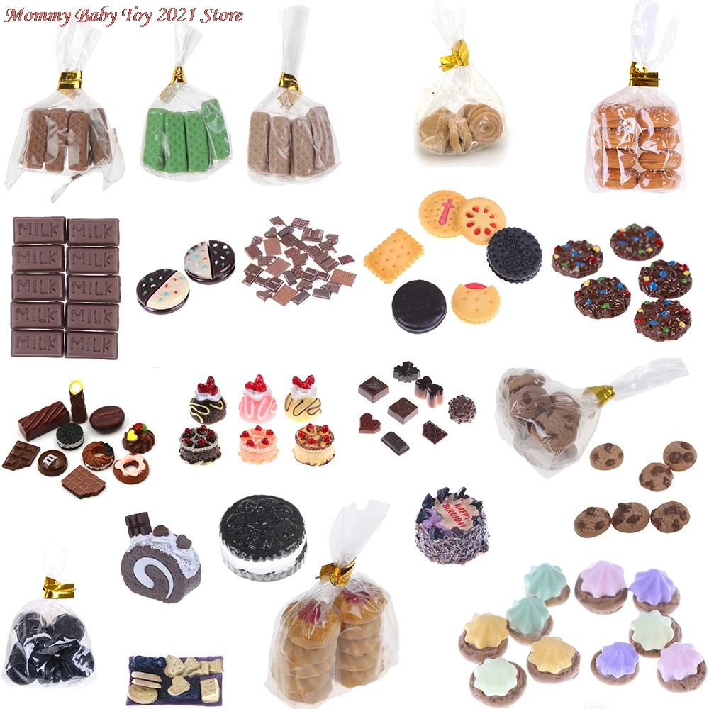 

Cookies Chocolate Biscuits Dessert Glass Can Miniature Dollhouse Kitchen Decoration Bakery For Children Kids Pretend Play Toys