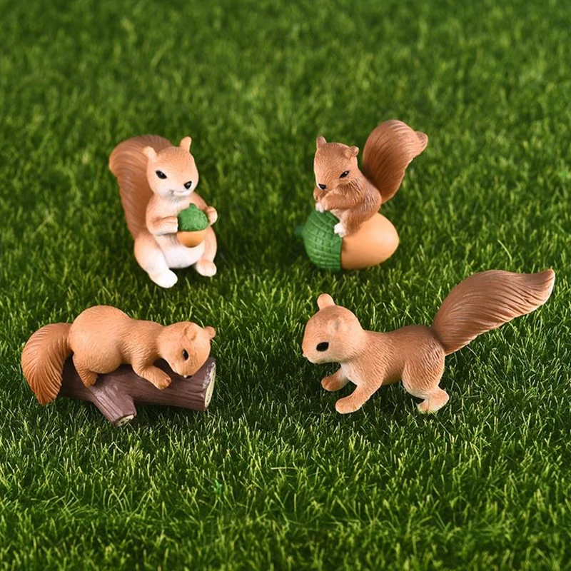 

Lovely Squirrel Family Model Cartoon Animal Figurine Fairy Garden Decoration New