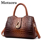 MOTAORA 2022 новая кожаная женская сумка через плечо с узором крокодиловая кожа, Повседневная сумка с верхней ручкой для женщин, Большая вместительная женская сумка-месенджер