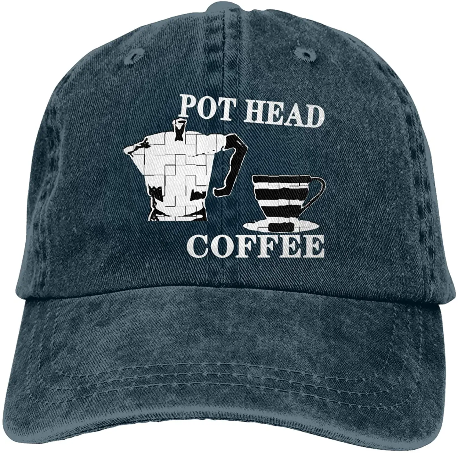 

Coffee Pot Head Sports Denim Cap Adjustable Unisex Plain Baseball Cowboy Snapback Hat