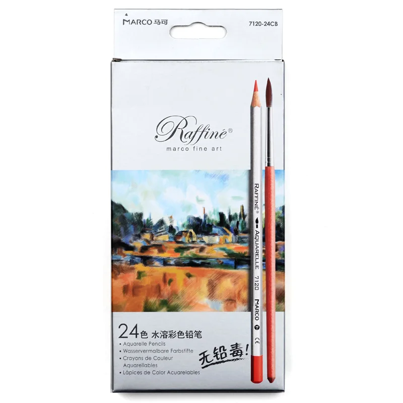 WaterColor 7100-24CB Marco Raffine 7100-24/36/48/72 со стирающимися чернилами масла/воды Цвет привести Набор деревянных карандашей для начинающих Профессиональный картины художника - Цвет: WaterColor 7100-24CB