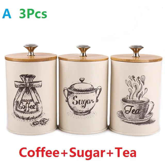 A 3PCS 1-3 шт. емкости для хранения стали кухонная утварь многофункциональный цвет чай кофе сахар квадратный чехол качество дома красивый - Цвет: A 3PCS