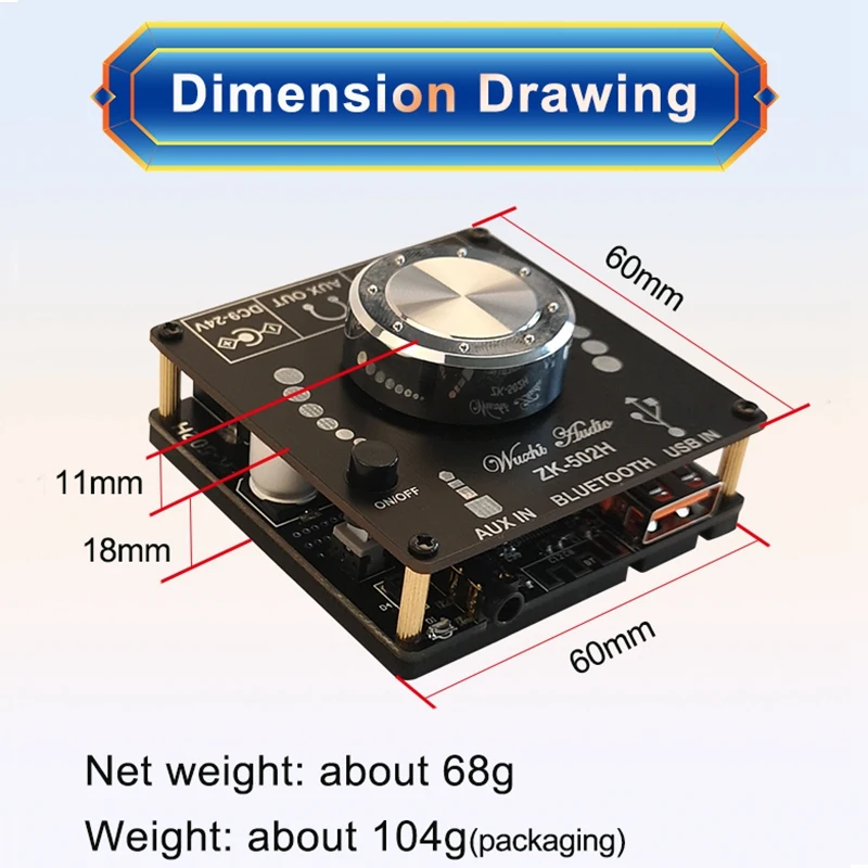 Bluetooth 5.0 Amplifier Board 100W Power High Fidelity HiFi Dual Channel Stereo Digital AUX o Capacitor Car | Электроника