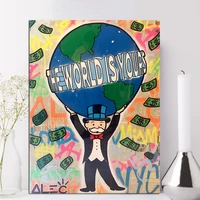 wall art pictures alec monopoly canvas posters graffiti home decor modular world yours painting money printed framed for bedroom