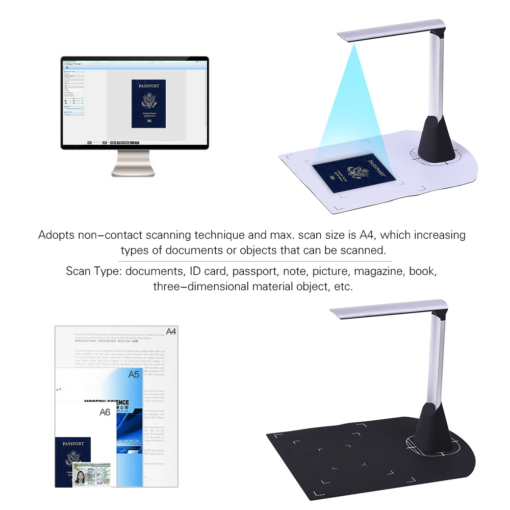 Сканер Aibecy высокой четкости сканер USB для документов камера захват 5 мегапикселей